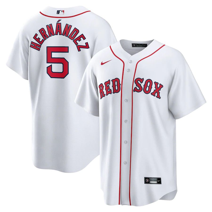 Men Boston Red Sox #5 Enrique Hernandez Nike White Home Official Replica Player MLB Jersey